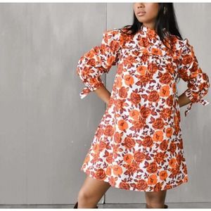 Olivia James Cottagecore Floral Long Sleeve Mock Neck Dress Size Small